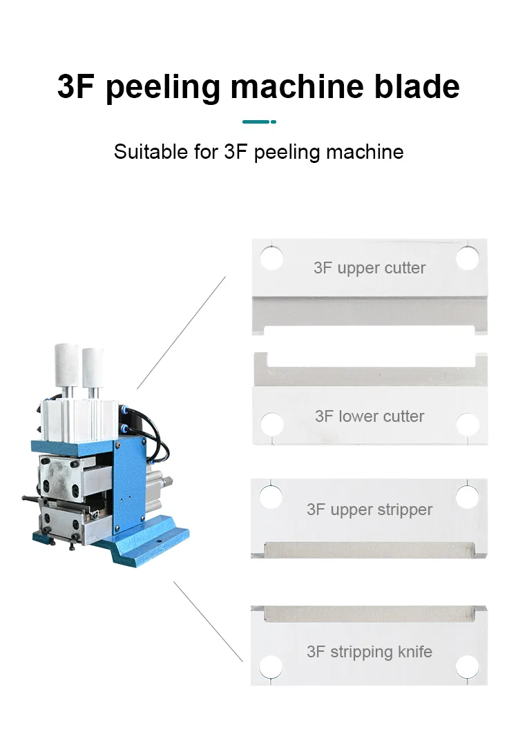 Wire stripper blade, vertical electric skinning blade, 3F core wire cutter blade, pneumatic skinning machine blade Draadstrippermes, verticaal elektrisch onthuidmes, 3F-kern draadknipmes, pneumatisch onthuidmachinemes