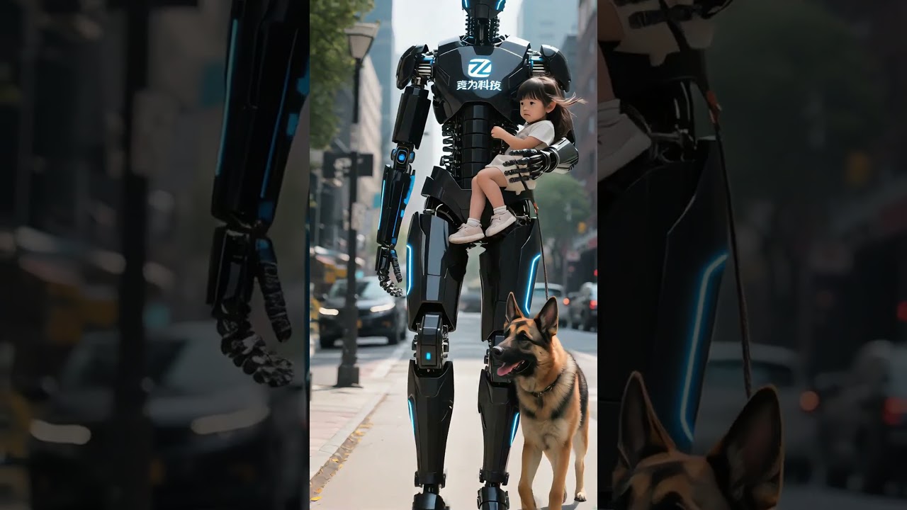 Humanoïde robot draagt meisje veilig door de stad – toekomst van interactie
